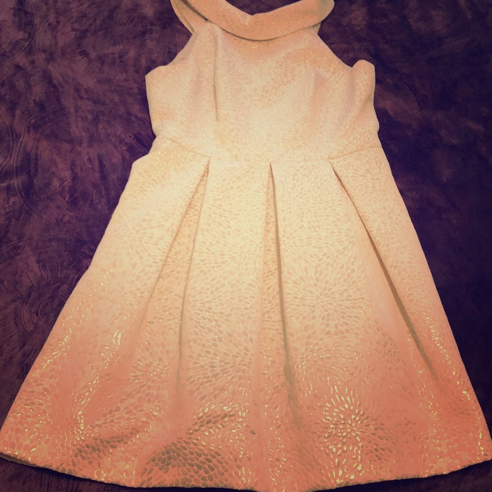 David’s Bridal Cream Sleeveless Formal Dress